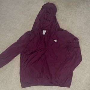Victoria’s Secret PINK, Women’s Nylon Jacket, Medium/Large, Maroon Windbreaker